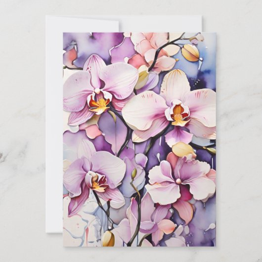 ホットピンクの明るい赤紫色水の色のラン結婚ズ 招待状 (裏面)