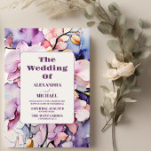 ホットピンクの明るい赤紫色水の色のラン結婚ズ 招待状