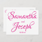 ホットピンクの書道が日付を保存 案内ポストカード (正面/裏面)