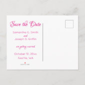 ホットピンクの書道が日付を保存 案内ポストカード (裏面)