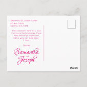 ホットピンクの書道結婚の感謝 ポストカード (裏面)