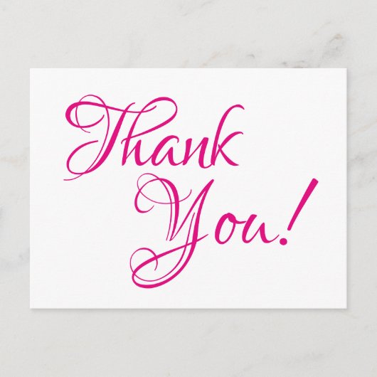 ホットピンクの書道結婚の感謝 ポストカード (正面)