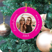 ホットピンクの最高の友達の写真名 セラミックオーナメント