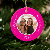 ホットピンクの最高の友達の写真名 セラミックオーナメント