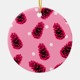 ホットピンクの松ぼっくり クリスマス 陶器 オーナメント