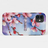 ホットピンクの桜と紫のiPhone/iPadケース Case-Mate iPhoneケース (裏面(横))