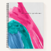 ホットピンクの水の色のジャパーソナライズされたーナル ノートブック (正面)