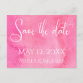 ホットピンクの水の色のタイポグラフィ日付を保存2 案内ポストカード (正面)