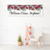 ホットピンクの水の色の牡丹ウェルカムホームロング 横断幕 (インサイチュ)