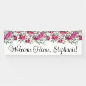 ホットピンクの水の色の牡丹ウェルカムホームロング 横断幕 (横)