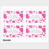 ホットピンクの水カラーハートパターンラベル 長方形シール (シート)