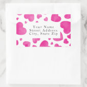 ホットピンクの水カラーハートパターンラベル 長方形シール (バッグ)