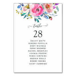 ホットピンクの水カラーフローラ テーブルナンバー