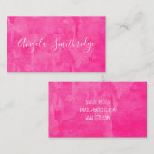 ホットピンクの水彩背景 名刺 (正面/裏面)