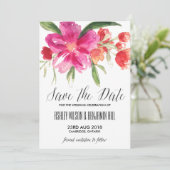 ホットピンクの水彩花束 Save the Date 発表 セーブザデート (スタンド正面)