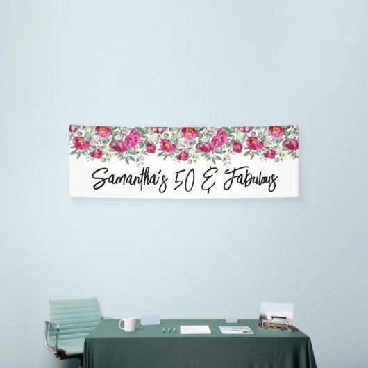 ホットピンクの水色の牡丹50と素晴らしい長 横断幕 (トレードショー)