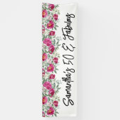 ホットピンクの水色の牡丹50と素晴らしい長 横断幕 (縦)