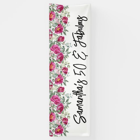 ホットピンクの水色の牡丹50と素晴らしい長 横断幕 (縦)