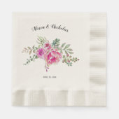 ホットピンクの水色サボテンの花結婚フローラ 縁ありランチョンナプキン (正面)