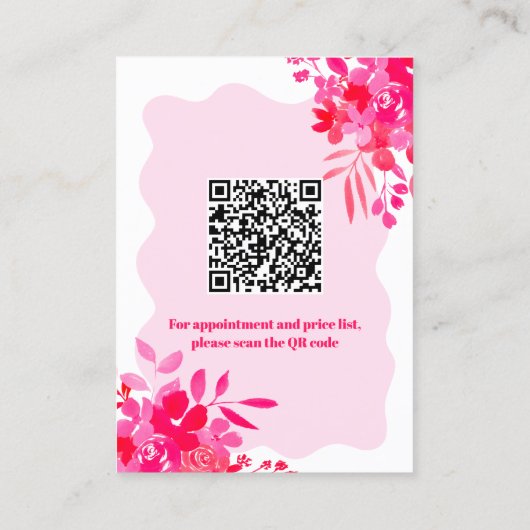 ホットピンクの波状フレームレッドピンクフローラメイクアップ 名刺 (裏面)