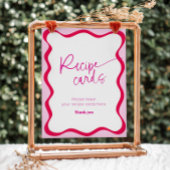 ホットピンクの波縁ど状カラフルモダンレシピカード 台座サイン