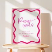 ホットピンクの波縁ど状カラフルモダンレシピカード 台座サイン