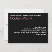 ホットピンクの渦巻き卒業パーティー招待状 招待状 (裏面)