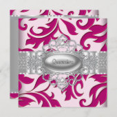 ホットピンクの渦巻き キンチェアラの招待状 招待状 (正面/裏面)