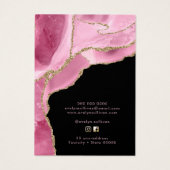 ホットピンクの瑪瑙ネックレス表示カード (裏面)