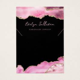 ホットピンクの瑪瑙ネックレス表示カード