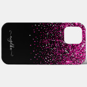 ホットピンクの疑似グリッターぼかし Case-Mate iPhoneケース (裏面 (横))
