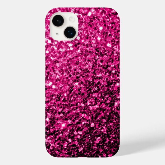 ホットピンクの疑似ラメスパークル Case-Mate iPhoneケース (裏面)