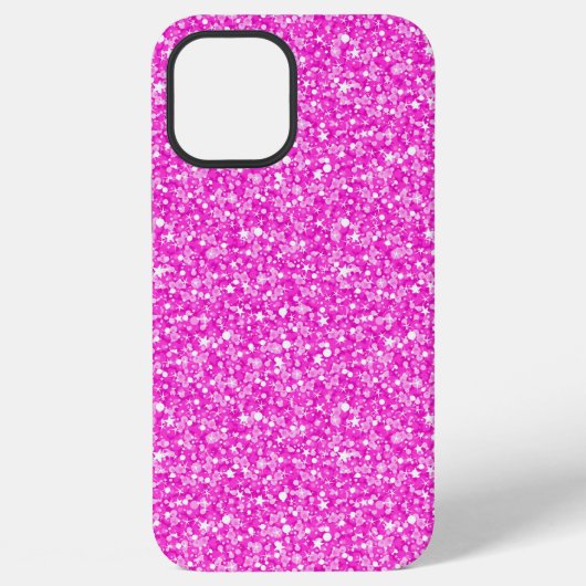 ホットピンクの疑似ラメ iPhoneケース (裏面)