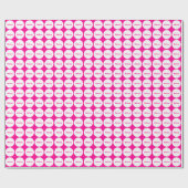ホットピンクの白いドットパターン（名前付き） ラッピングペーパー (フラット)