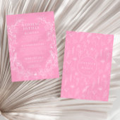 ホットピンクの白いフローラの結婚詳細カード エンクロージャーカード