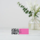 ホットピンクの白黒ゼブラ印刷 スキニー名刺 (スタンド正面)