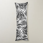 ホットピンクの白黒ゼブラ印刷 ボディピロー (裏面 (縦))