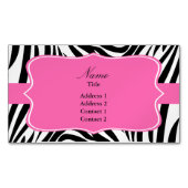 ホットピンクの白黒ゼブラ印刷 マグネット名刺 (正面)
