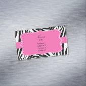 ホットピンクの白黒ゼブラ印刷 マグネット名刺 (インサイチュ)