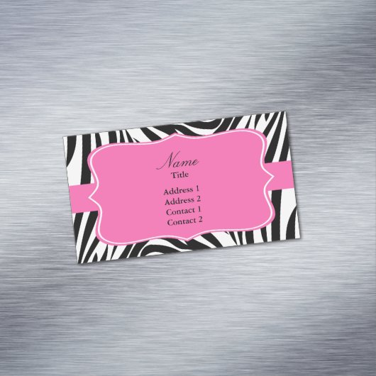 ホットピンクの白黒ゼブラ印刷 マグネット名刺 (インサイチュ)