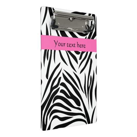 ホットピンクの白黒ゼブラ印刷 ミニクリップボード (アングル)