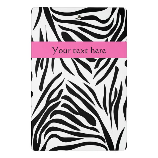 ホットピンクの白黒ゼブラ印刷 ミニクリップボード (裏面)