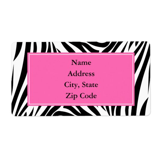 ホットピンクの白黒ゼブラ印刷 ラベル (正面)