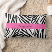 ホットピンクの白黒ゼブラ印刷 ランバークッション (ブランケット)