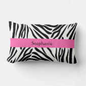 ホットピンクの白黒ゼブラ印刷 ランバークッション (正面)