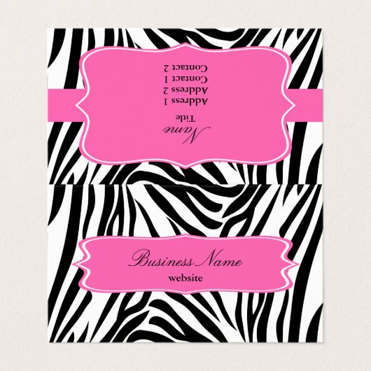 ホットピンクの白黒ゼブラ印刷 名刺 (外部フラット)