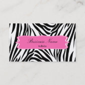 ホットピンクの白黒ゼブラ印刷 名刺 (裏面)