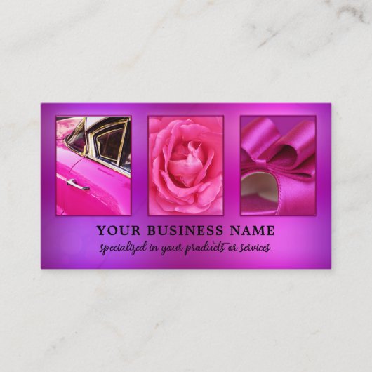 ホットピンクの目を引くQRフォト名刺 名刺 (正面)