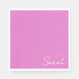 ホットピンクの紙ナプキンと名前 スタンダードランチョンナプキン
