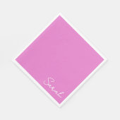 ホットピンクの紙ナプキンと名前 スタンダードランチョンナプキン (角)